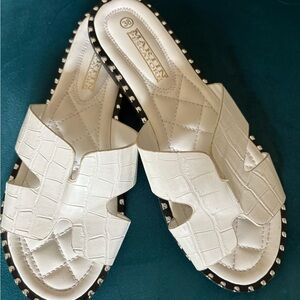 White Studded Women's Sandals